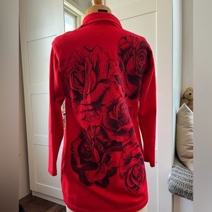 Escada Margaretha Ley Wool Floral Cardigan, EUR size 34, US 2/4; 3/4 sleeve